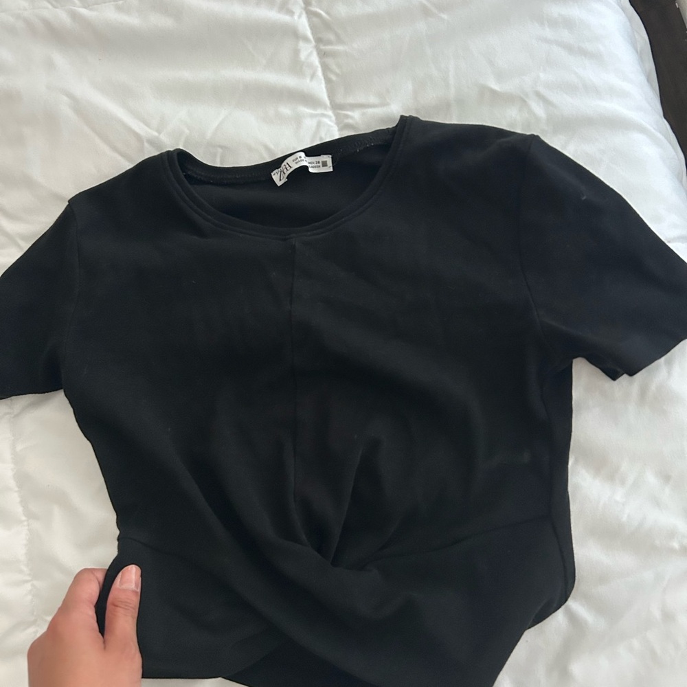 Zara Black Crop Tie Top